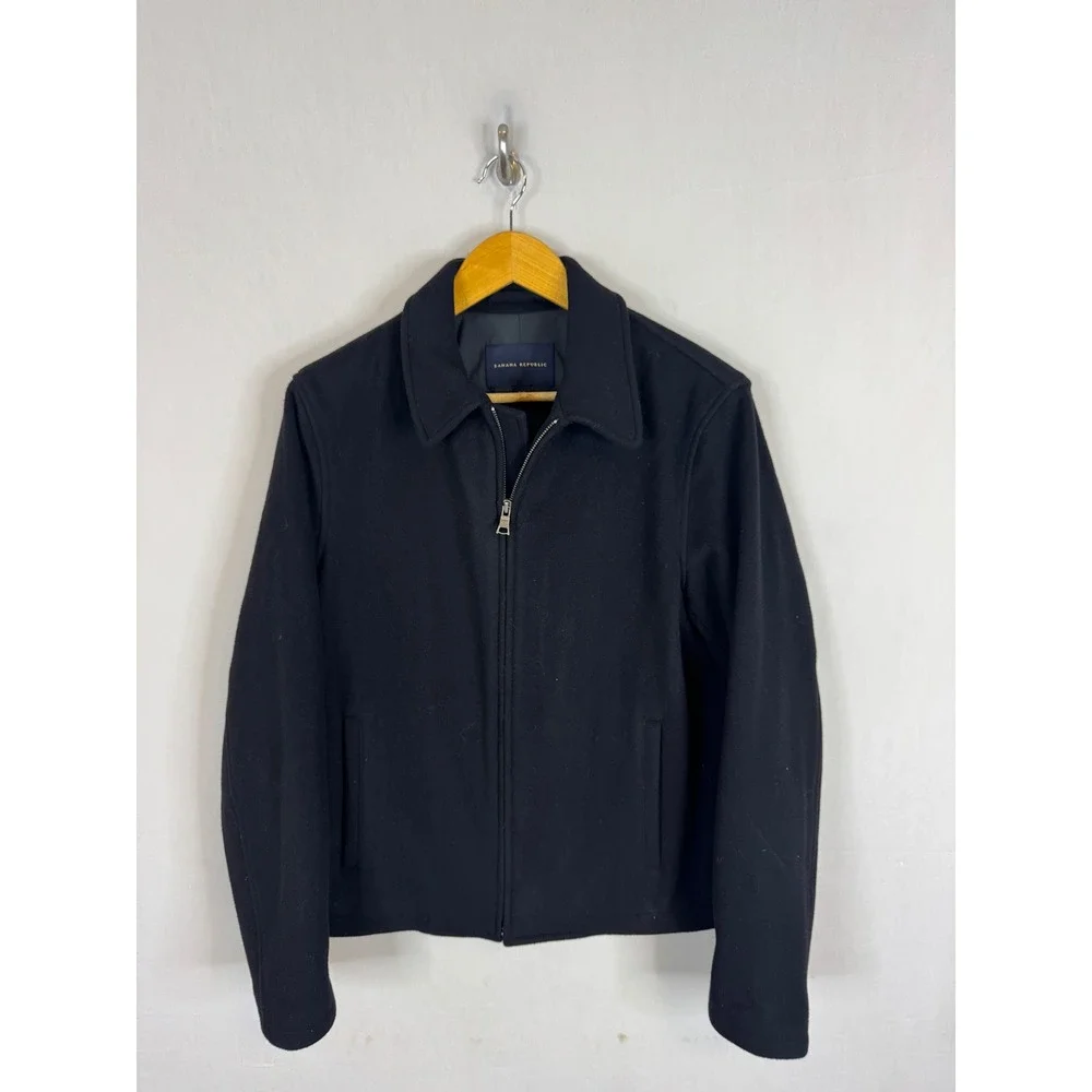 Banana Republic Mens Black Wool Cashmere Blend Full Zip Jacket 593783-00 Small